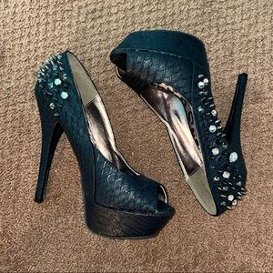 Black Spike/Jewel Heels